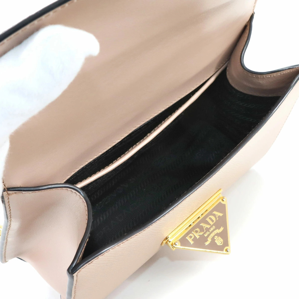 Prada Saffiano Chain Shoulder Bag Leather Beige - Picture 8 of 8